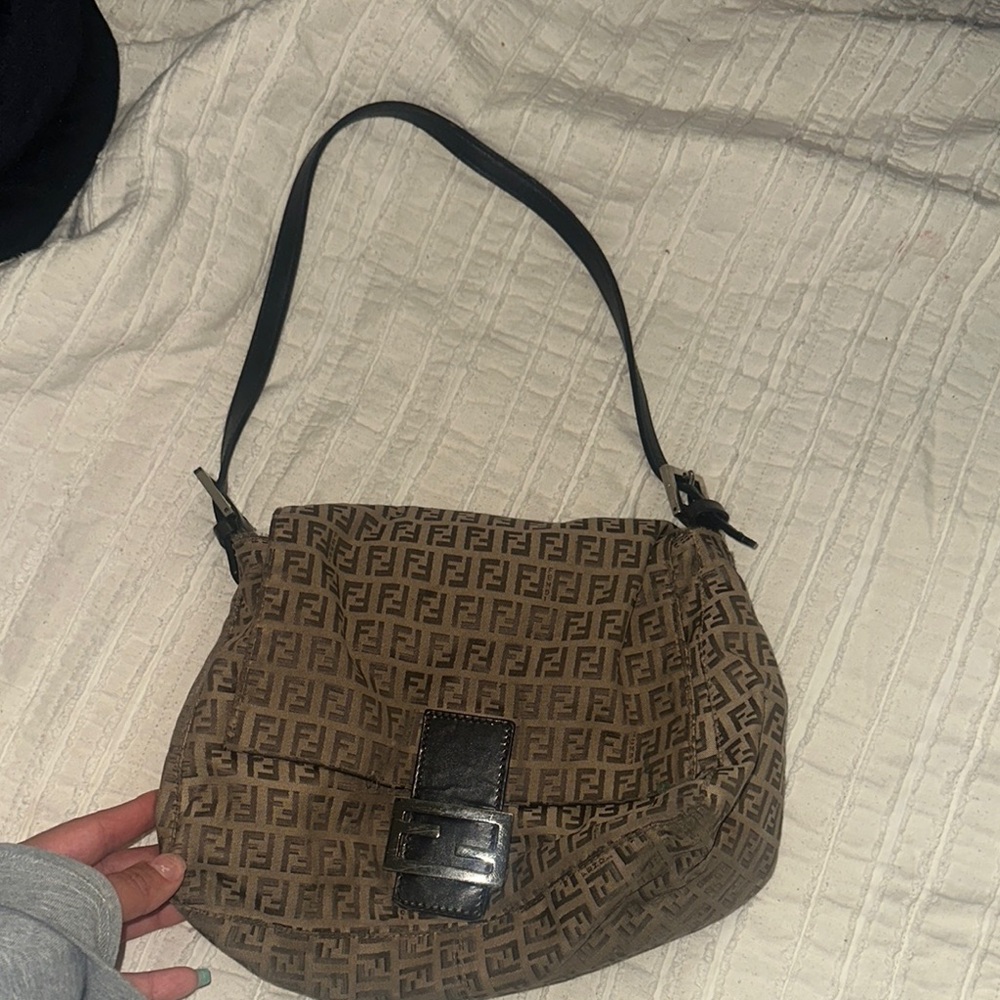 Authentic FENDI Zucchino Canvas Mamma Baguette Shoulder vintage